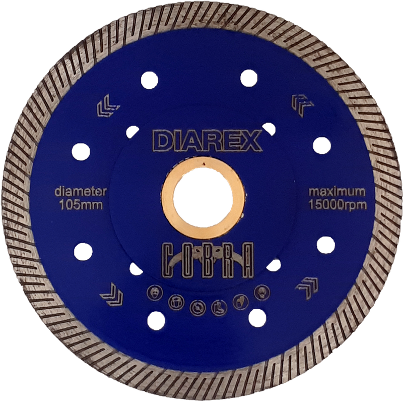 Diarex COBRA Ultra Thin Turbo diamond blade for Porcelain, Stone & UCS