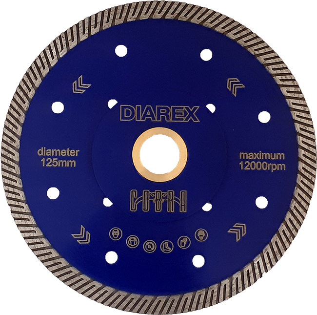 Diarex COBRA Ultra Thin Turbo diamond blade for Porcelain, Stone & UCS