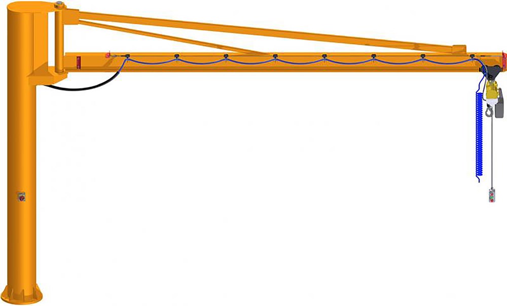 Aardwolf over braced jib crane 500kg - 4M post height - 5.8M boom - counter plt